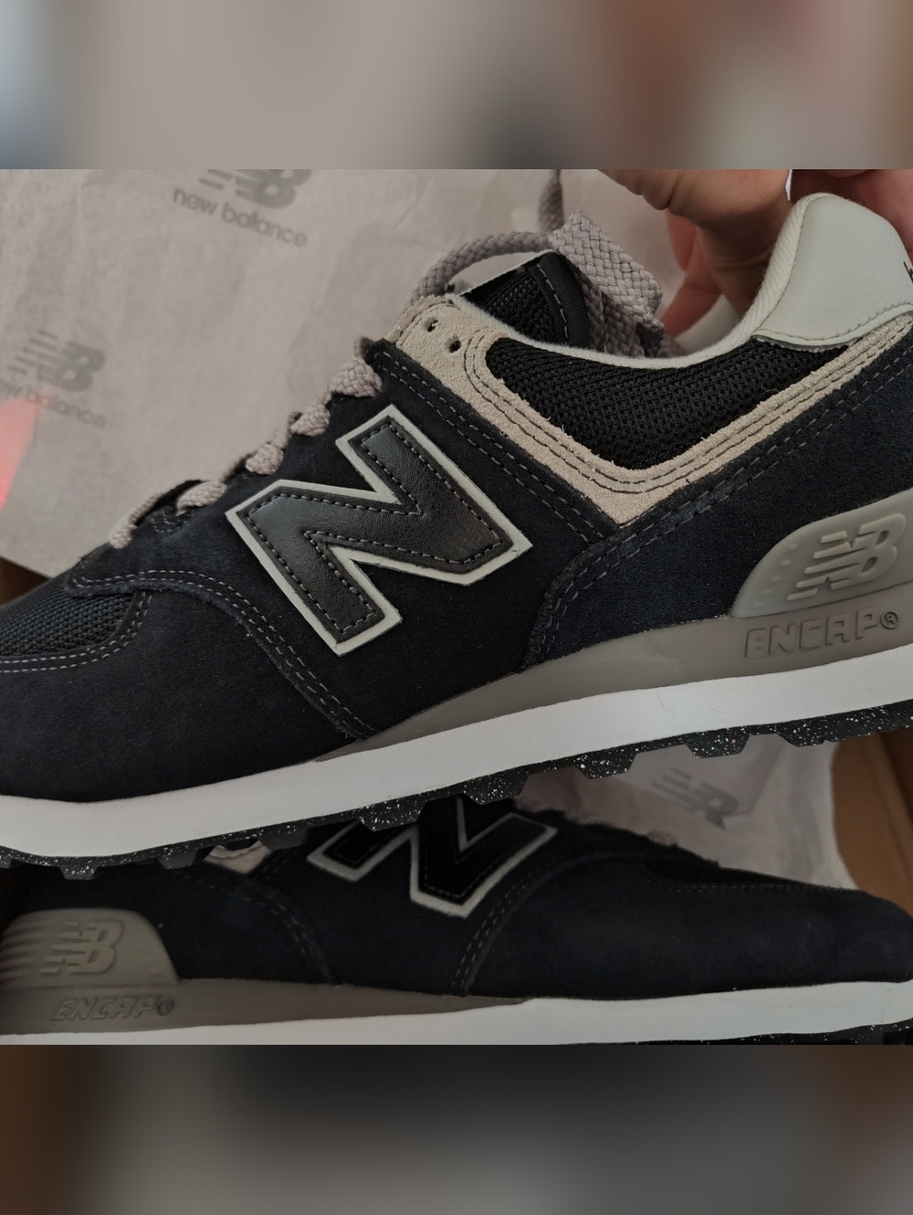 New Balance Black & Cream 574 Retro Sneakers